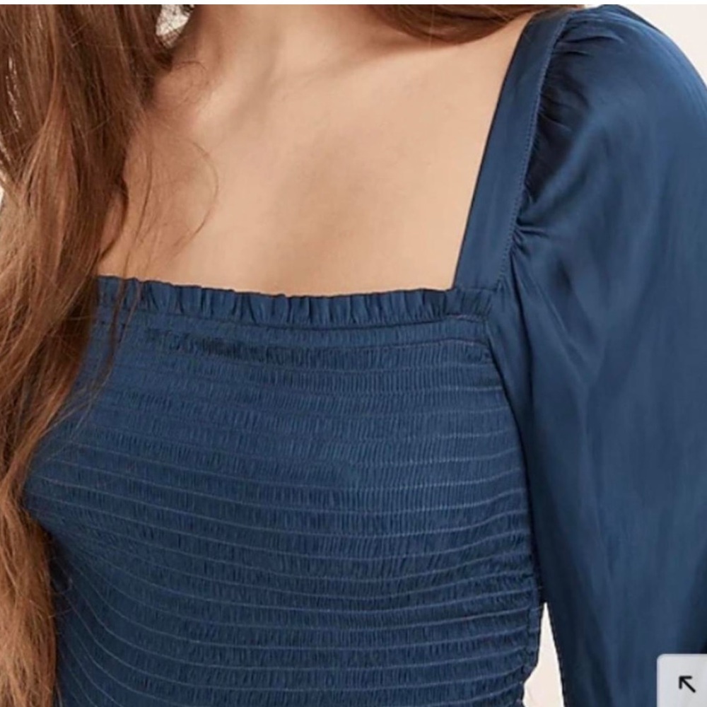 Jcrew squareneck smocked featherweight satin cropped top